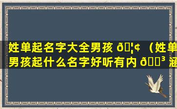 姓单起名字大全男孩 🦢 （姓单男孩起什么名字好听有内 🌳 涵）